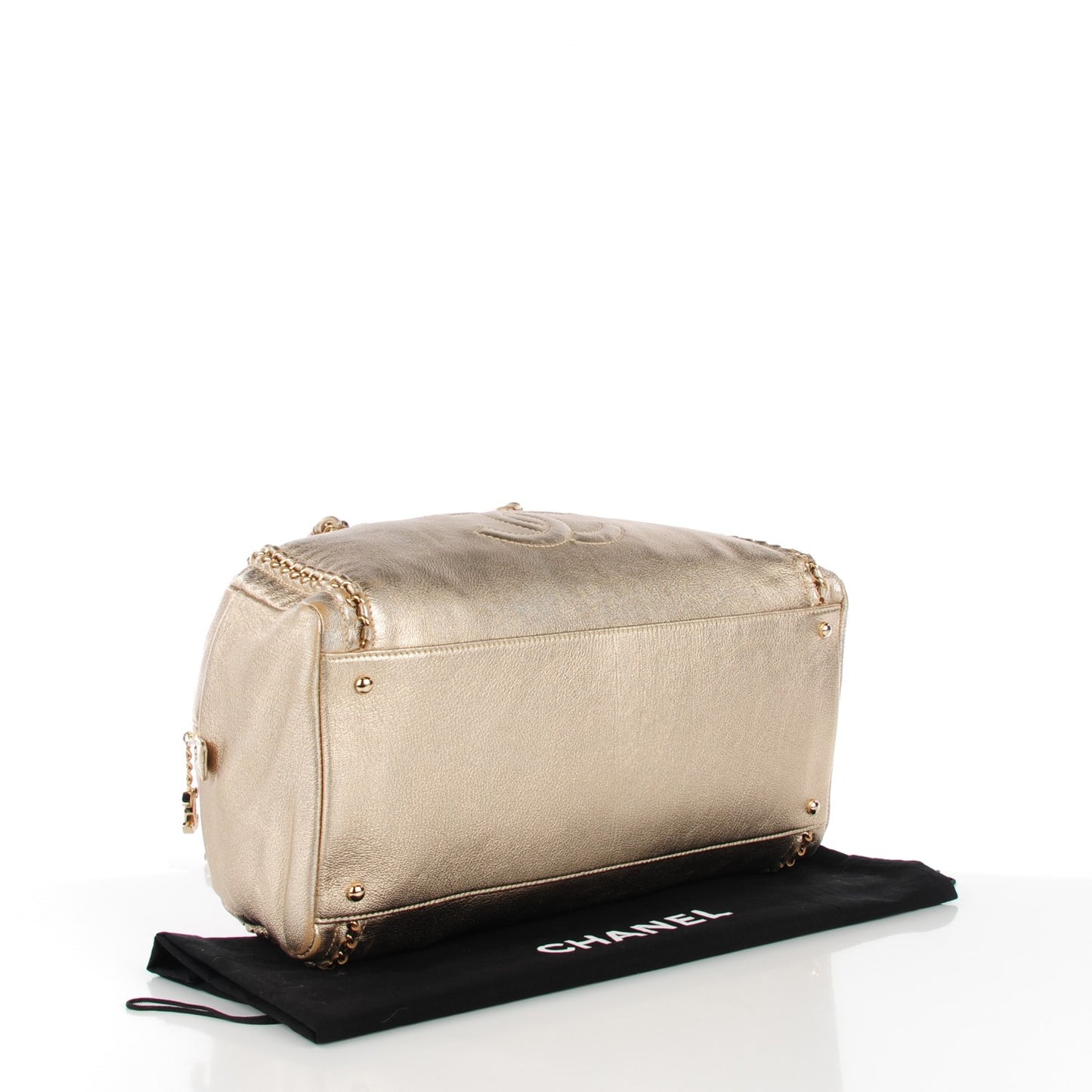 Metallic Goatskin Large Luxe Ligne Bowler Gold