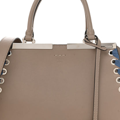 Fendi Vitello Dolce Ribbon Lace Up Petite 3Jours Tote Tortora Ceruleo 8 of 14
