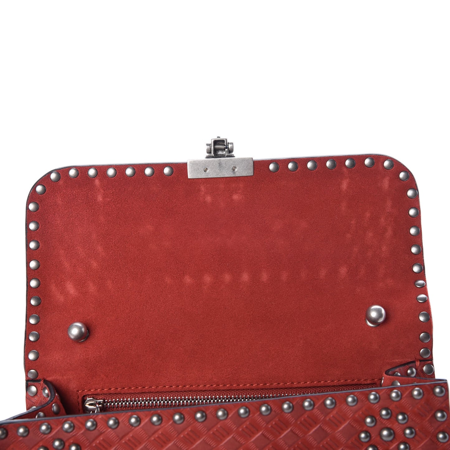 Calfskin Cannage Embossed Studded Small Dioraddict Flap Bag Red