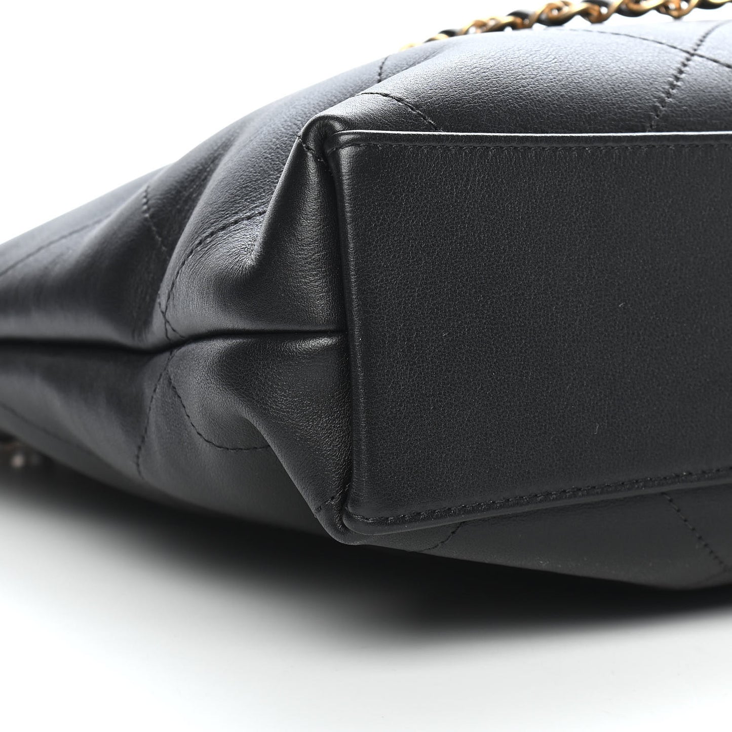 Calfskin Stitched Small Shopping Tote Black