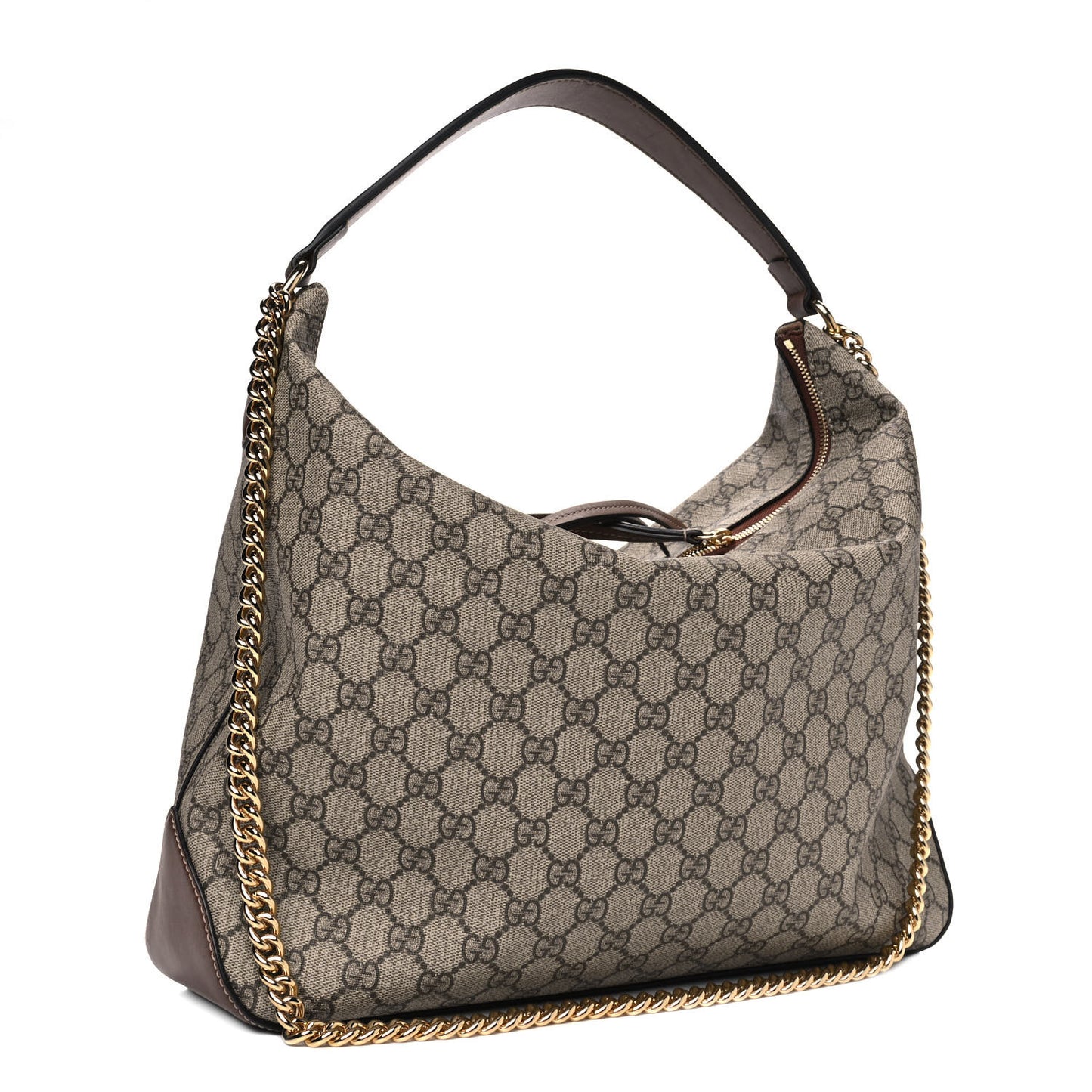 GG Supreme Monogram Large Linea A Hobo Light Brown