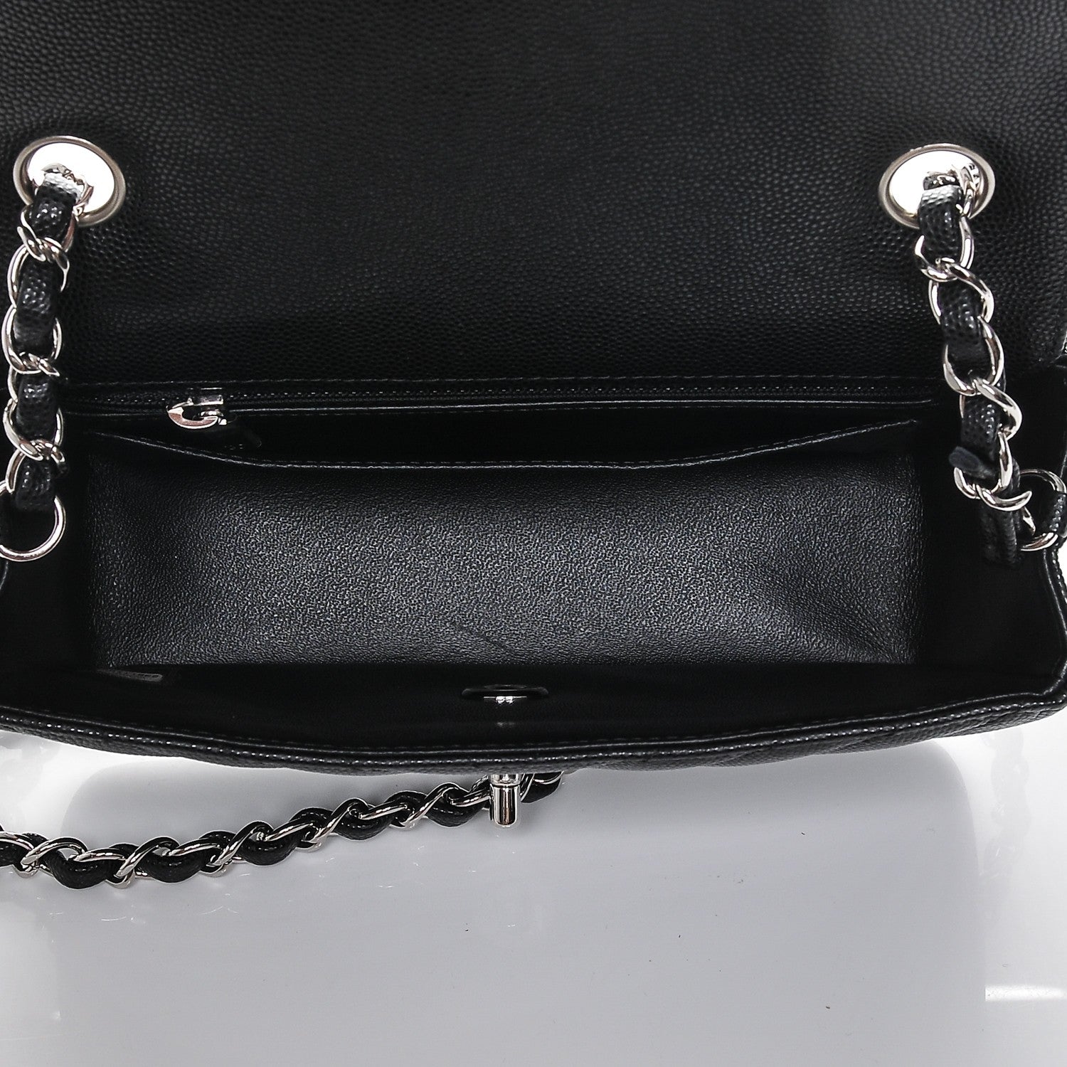 Chanel Caviar Chevron Quilted Mini Rectangular Flap Black 6 of 7