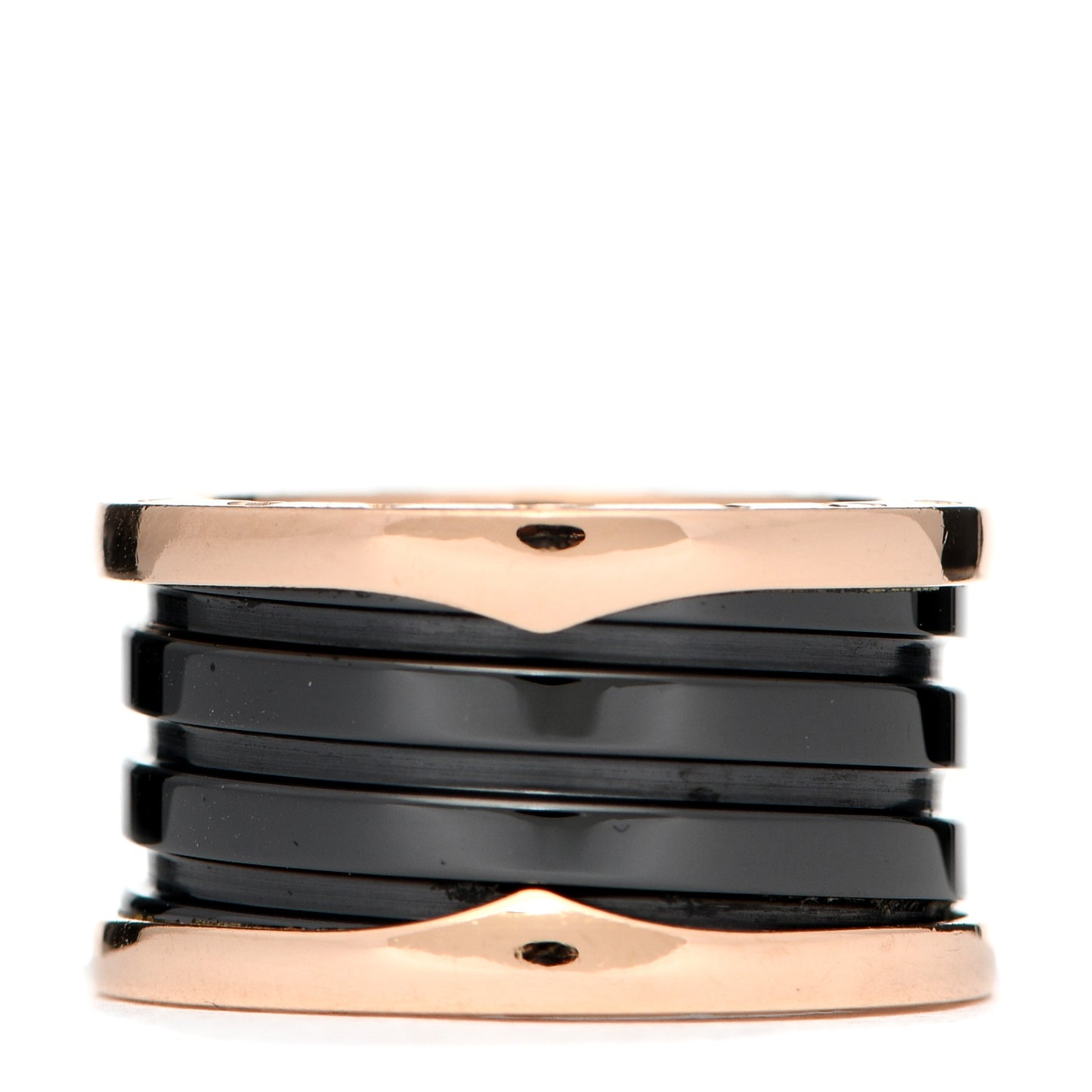 18K Rose Gold Black Ceramic B.Zero1 Four-Band Ring 52 6