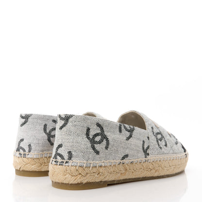 Chanel Cotton Jacquard Grosgrain CC Print Espadrilles 40 Grey Black 4 of 11