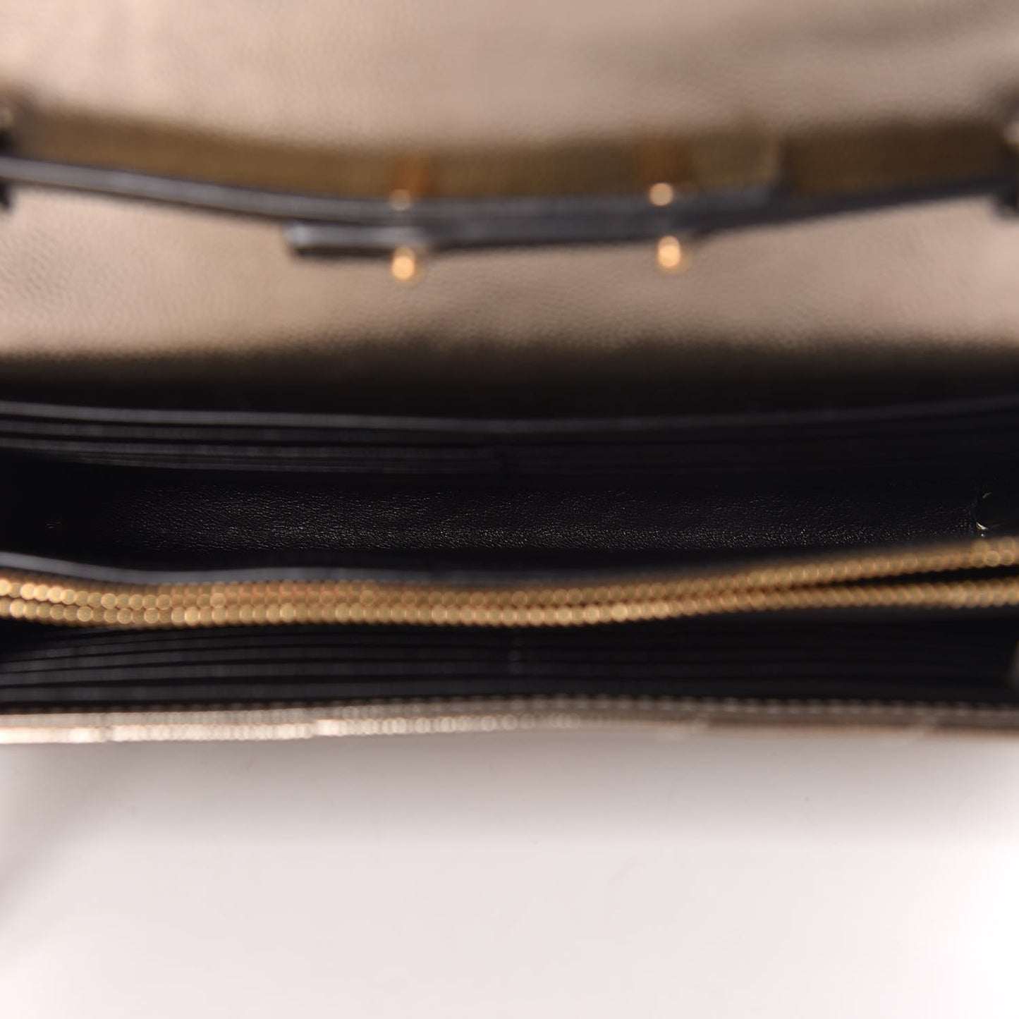 Iridescent Grain De Poudre Matelasse Chevron Monogram Chain Wallet Gold