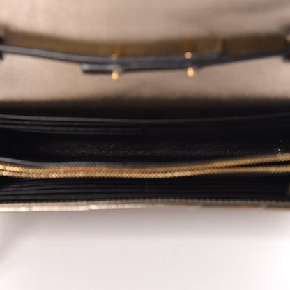 Saint Laurent Iridescent Grain De Poudre Matelasse Chevron Monogram Chain Wallet Gold 7 of 12