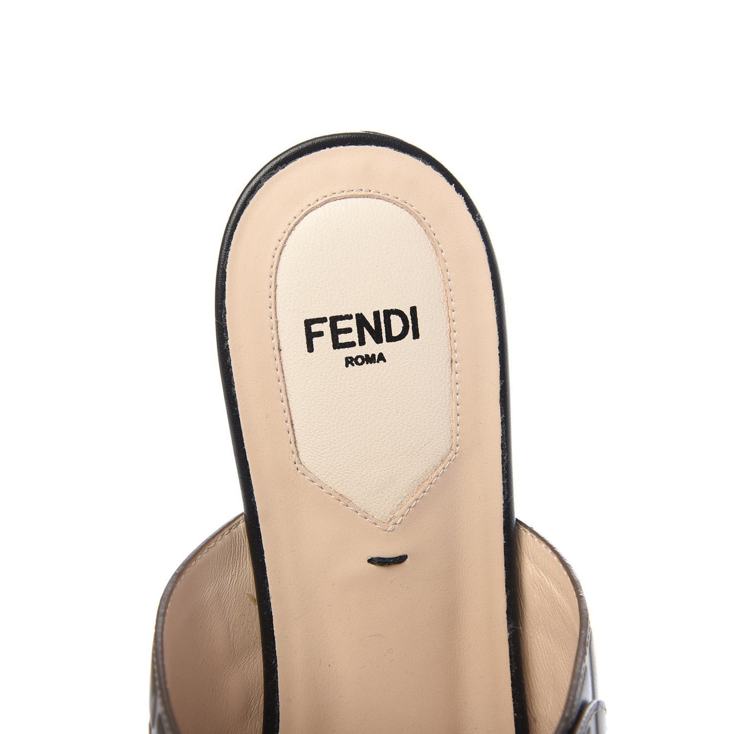 Vitello FF Embossed Buckle Flat Mules 38.5 Maya Black