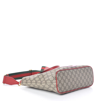 Gucci Soft GG Supreme Monogram Web Bosco Patch Small Crossbody Tote Beige Malva Hibiscus Red 4 of 9