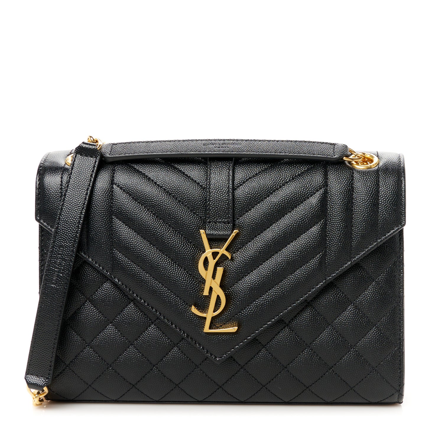 Grain De Poudre Textured Mixed Matelasse Triquilt Medium Monogram Satchel Black