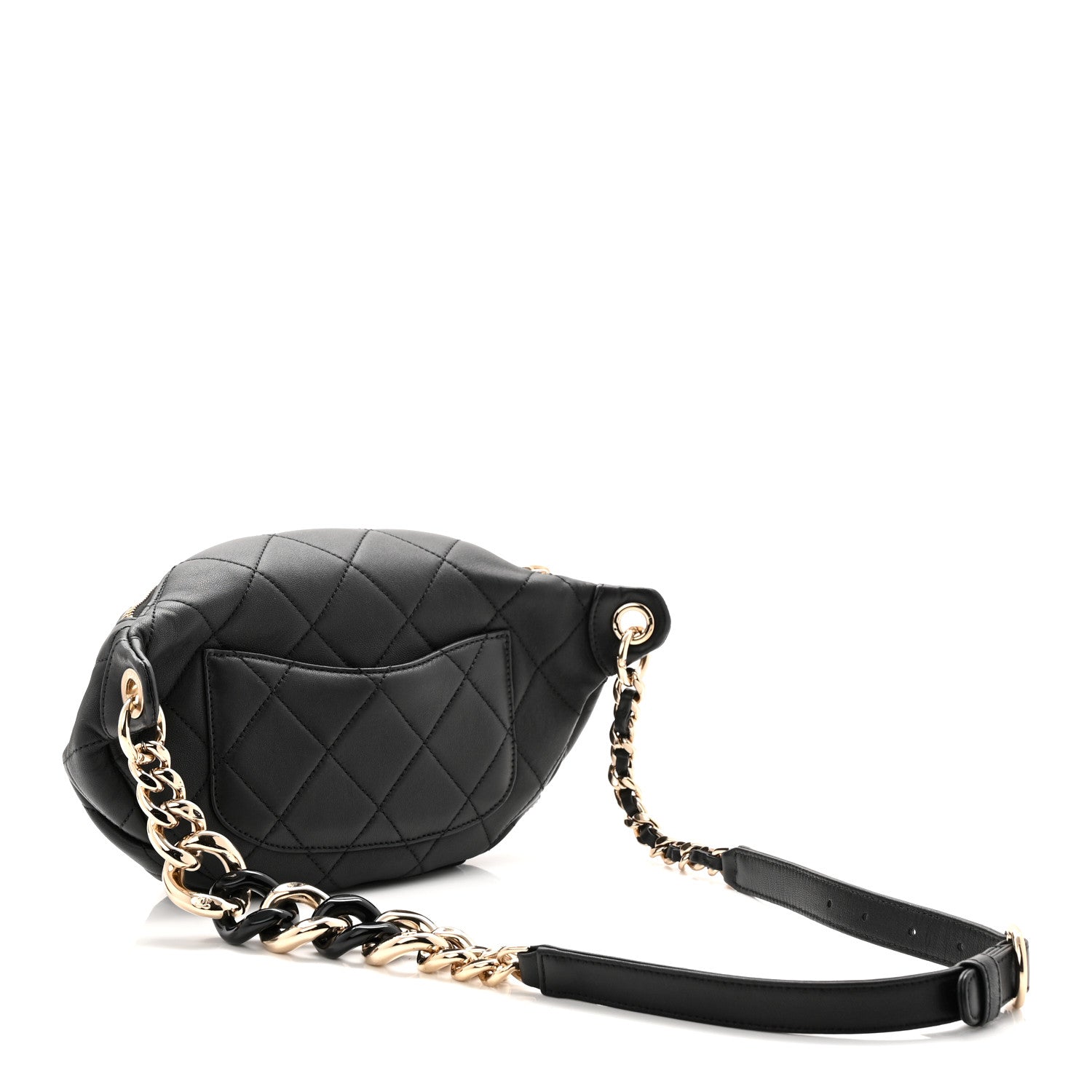 Chanel Lambskin Quilted Resin Bi-Color Waist Bag Fanny Pack Black 3 of 10