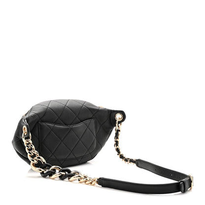 Chanel Lambskin Quilted Resin Bi-Color Waist Bag Fanny Pack Black 3 of 10