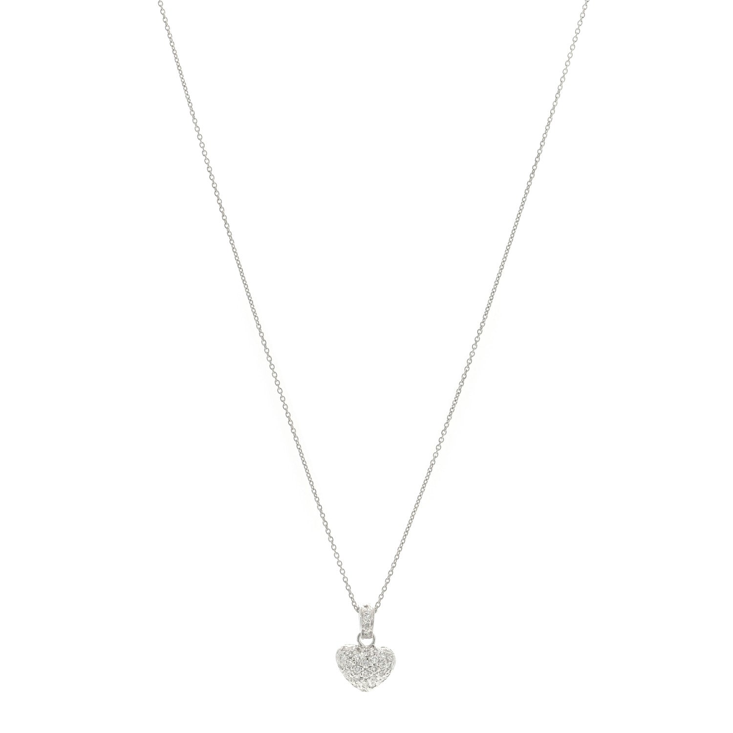 Roberto Coin 18K White Gold Diamond .44ctw Tiny Treasures Puffed Heart Pendant Necklace 1 of 4