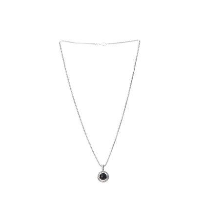 David Yurman Sterling Silver Diamond Black Onyx 8mm Petite Cerise Pendant Cable Necklace 3 of 6