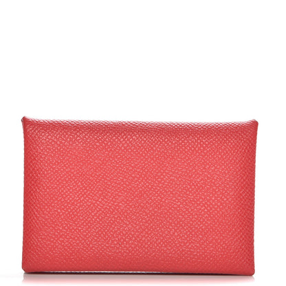 Hermes Epsom Calvi Card Case Rouge Casaque 1 of 7