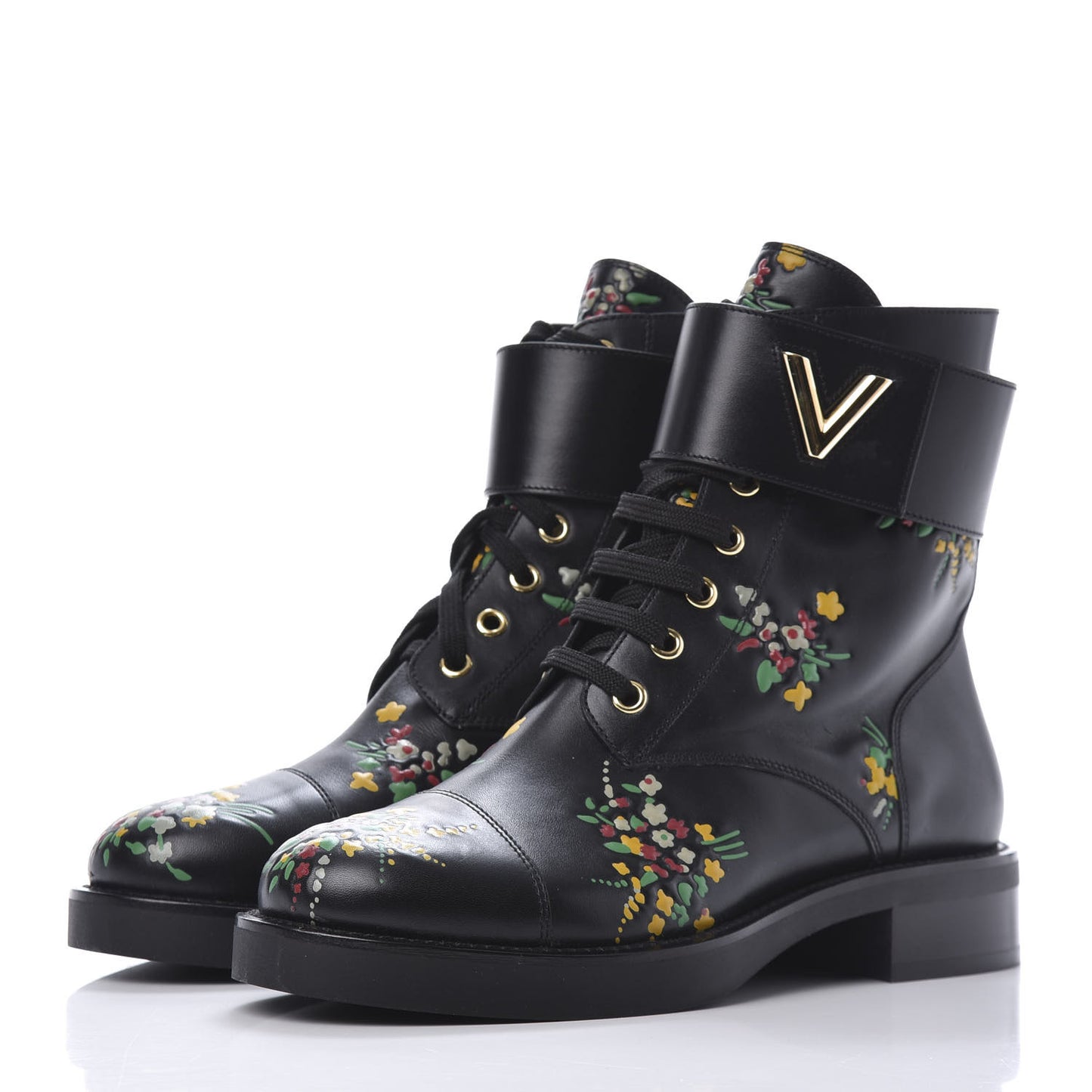 Calfskin Wonderland Ranger Flowers Boots 37.5 Black