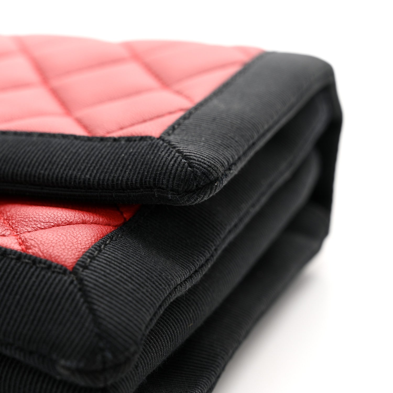 Chanel Lambskin Grosgrain Quilted Flap Red Black 14 of 17