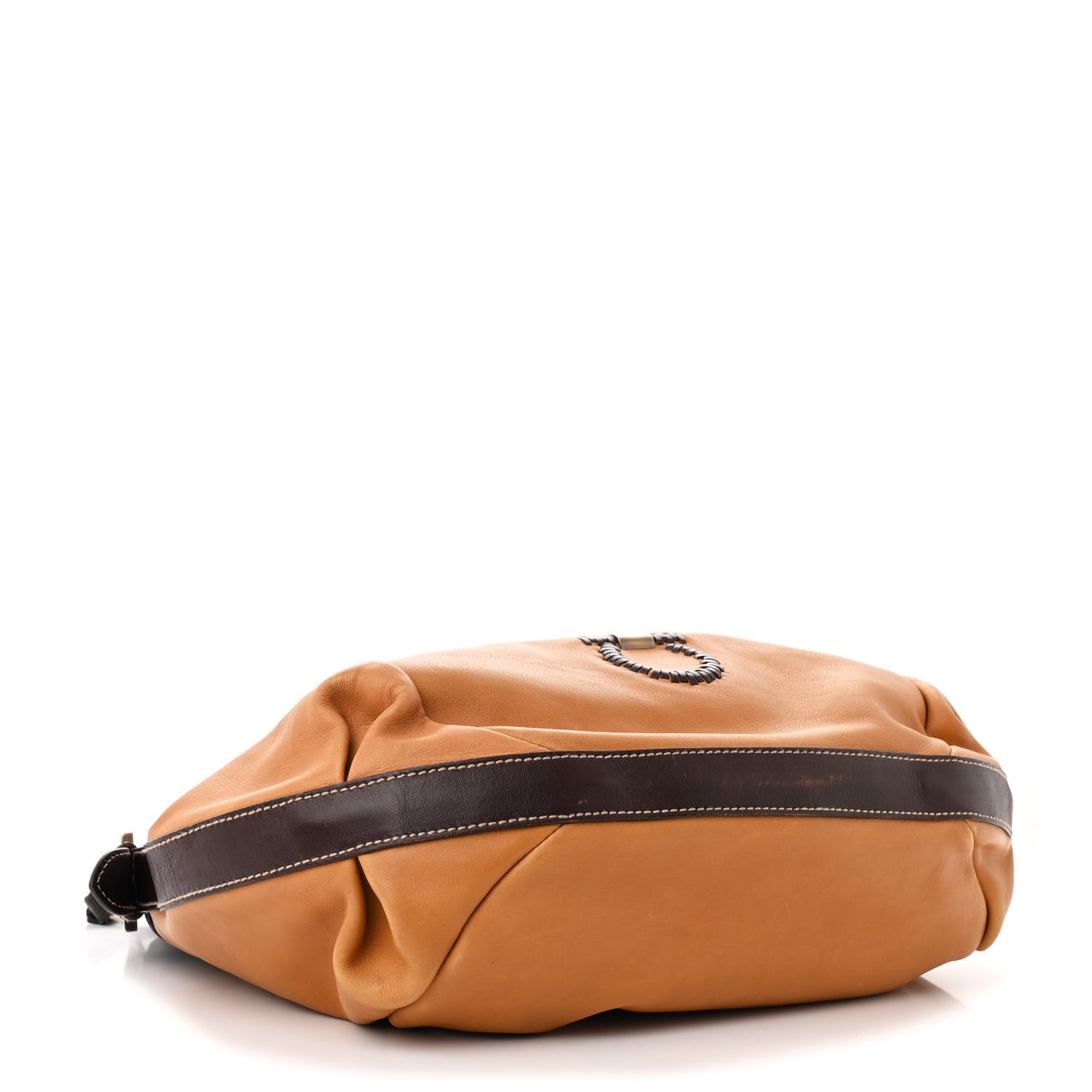 Calfskin Gancini Stitched Hobo Tan