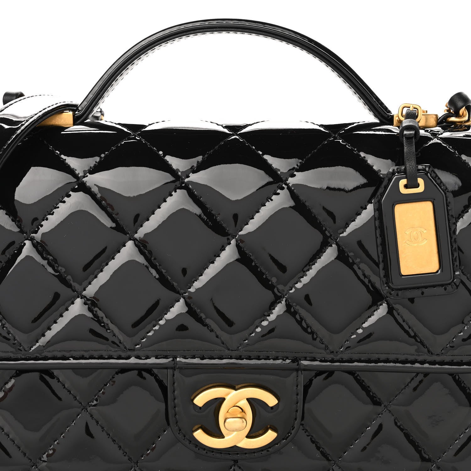 Chanel Patent Quilted Small School Memory Top Handle Flap Black 8 of 11
