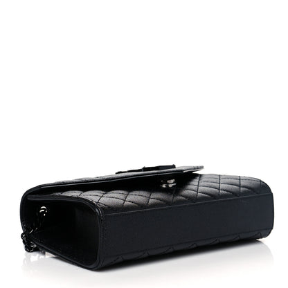 Saint Laurent Grain De Poudre Textured Mixed Matelasse Triquilt Small Monogram Satchel Black 4 of 10
