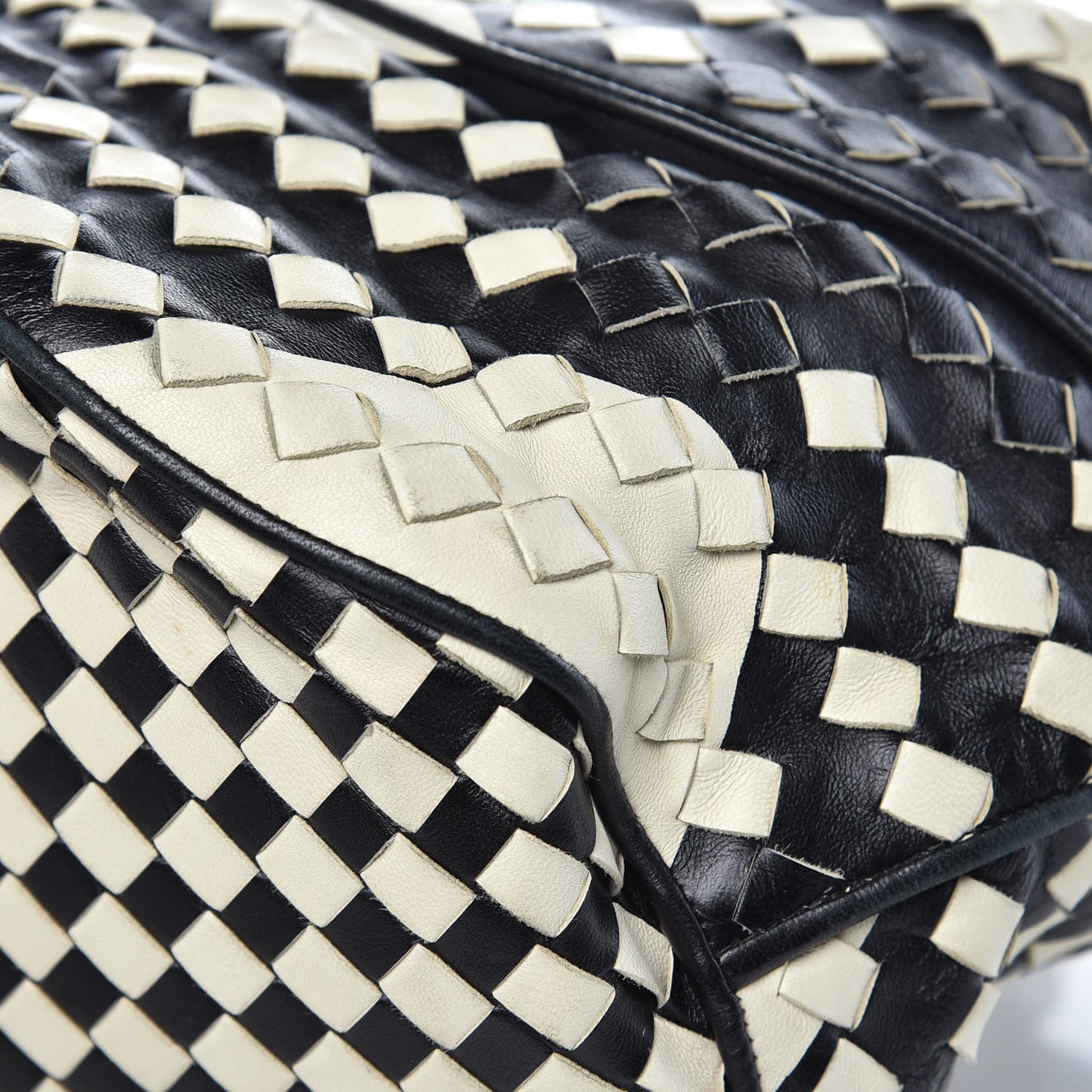 Nappa Intrecciato Shopper Tote Black White
