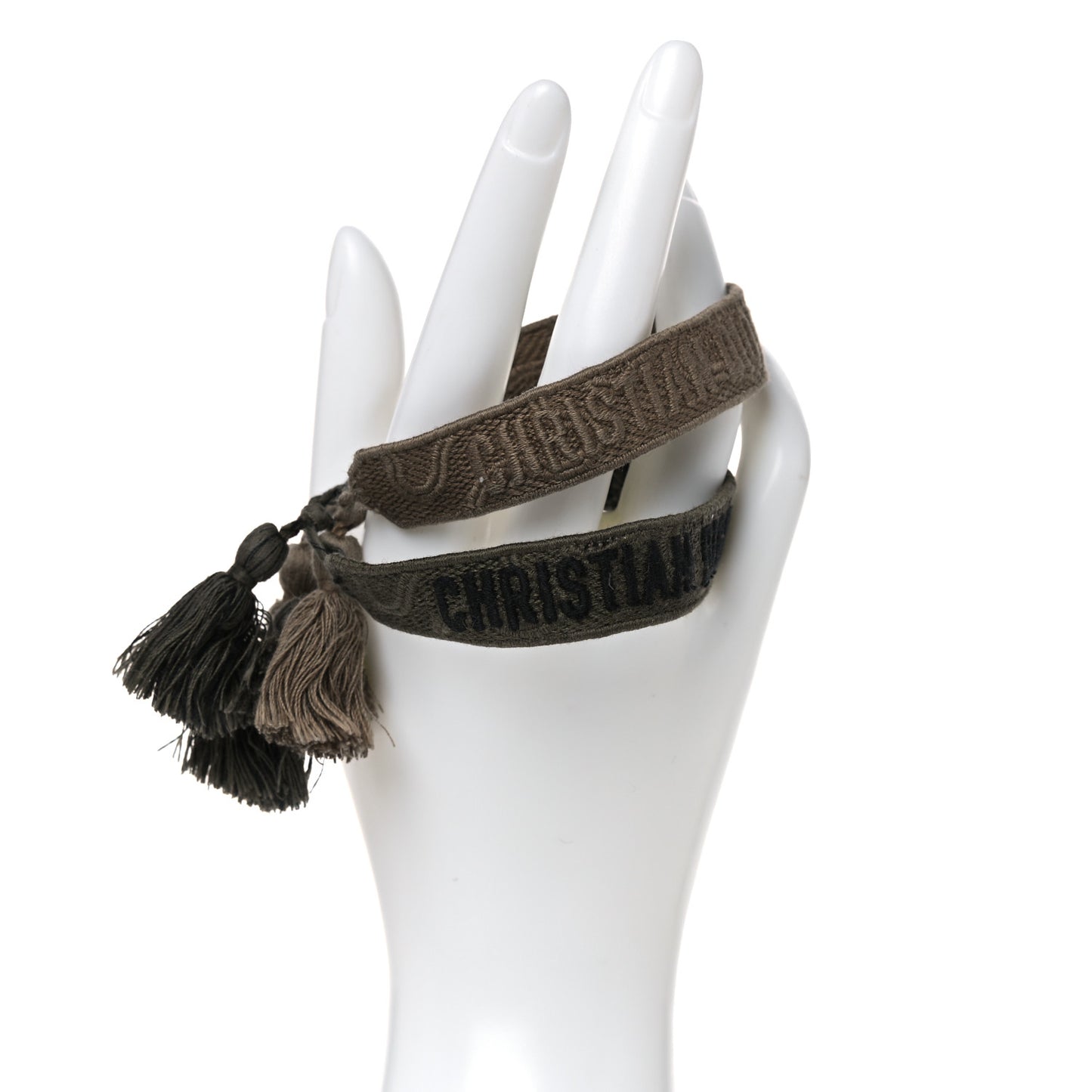 Woven Cotton J'Adior Friendship Bracelet Set Green Khaki