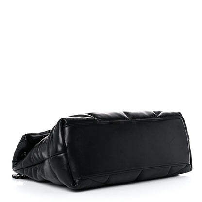 Saint Laurent Lambskin Quilted Medium Loulou Puffer Monogram Chain Satchel Black 4 of 16