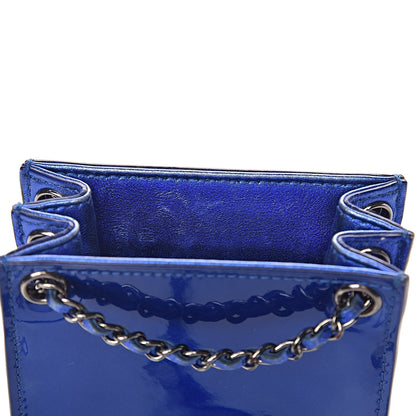 Chanel Metallic Patent Crossbody CC Phone Holder Blue 10 of 13