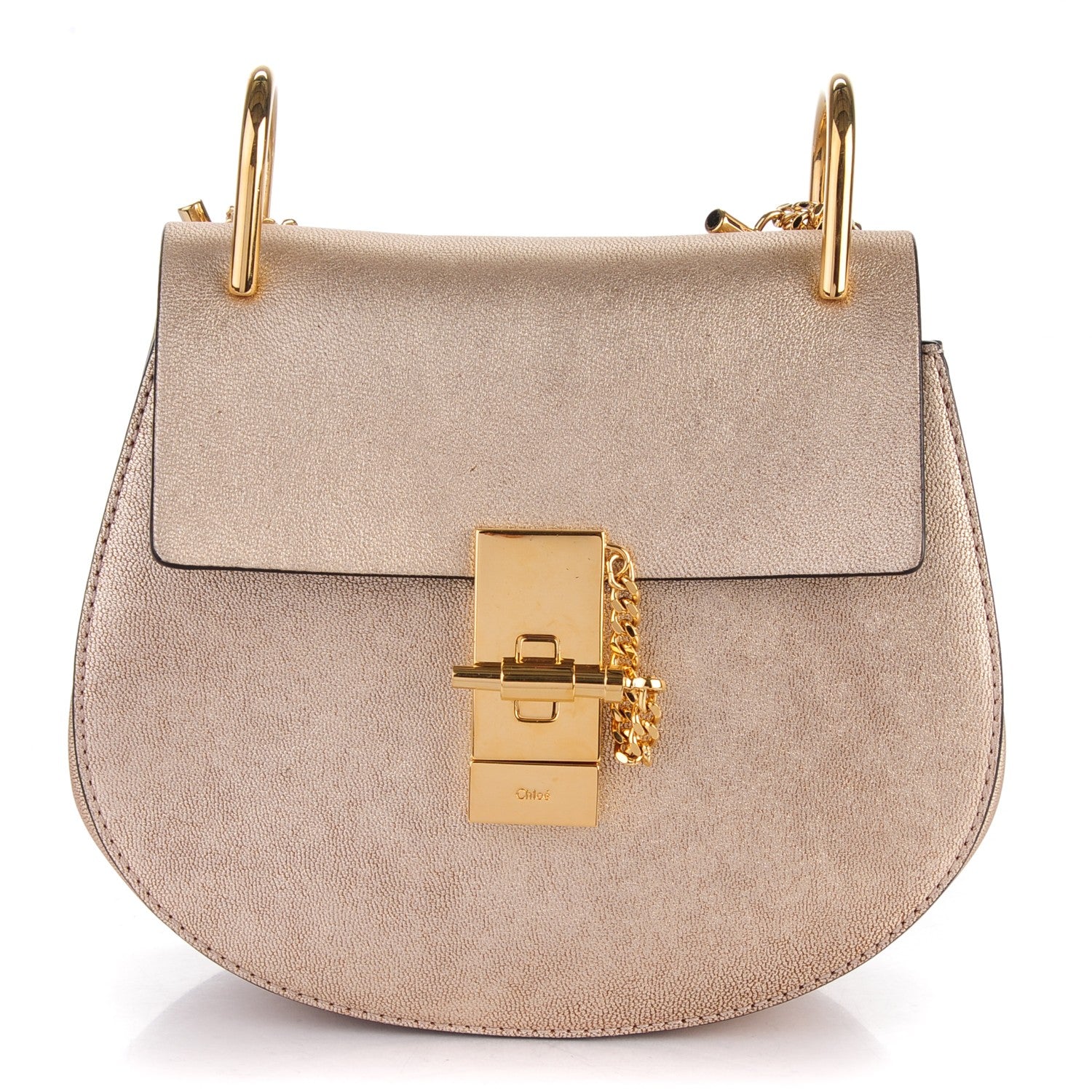Chloe Metallic Goatskin Mini Drew Shoulder Bag Abstract Gold 1 of 7