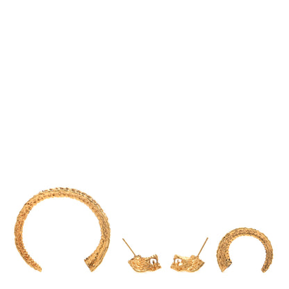Saint Laurent Metal Asymmetrical Cobra Earrings Gold 4 of 5