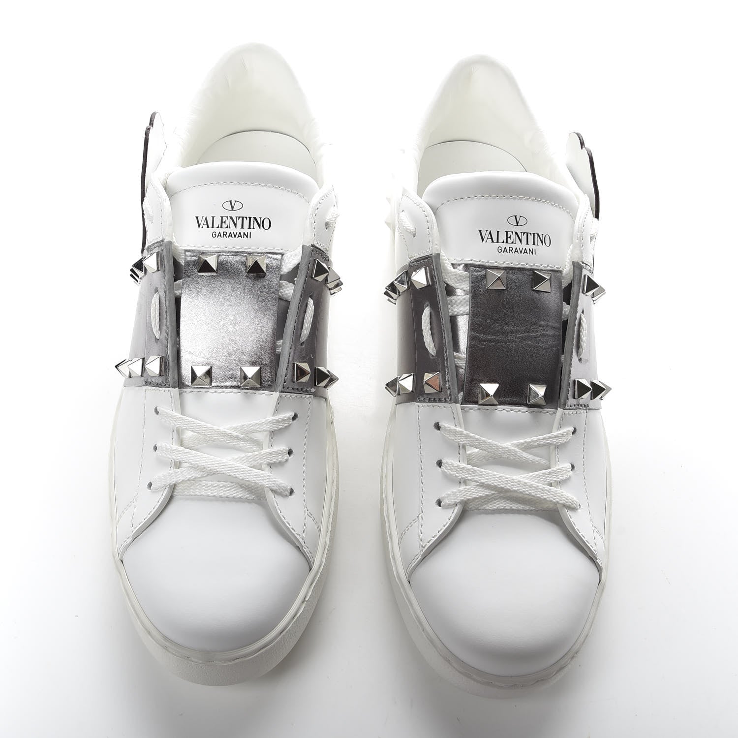 Valentino Garavani X UNDERCOVER Calfskin Butterfly Womens Rockstud Untitled Open Sneakers 39 White Silver 6 of 11