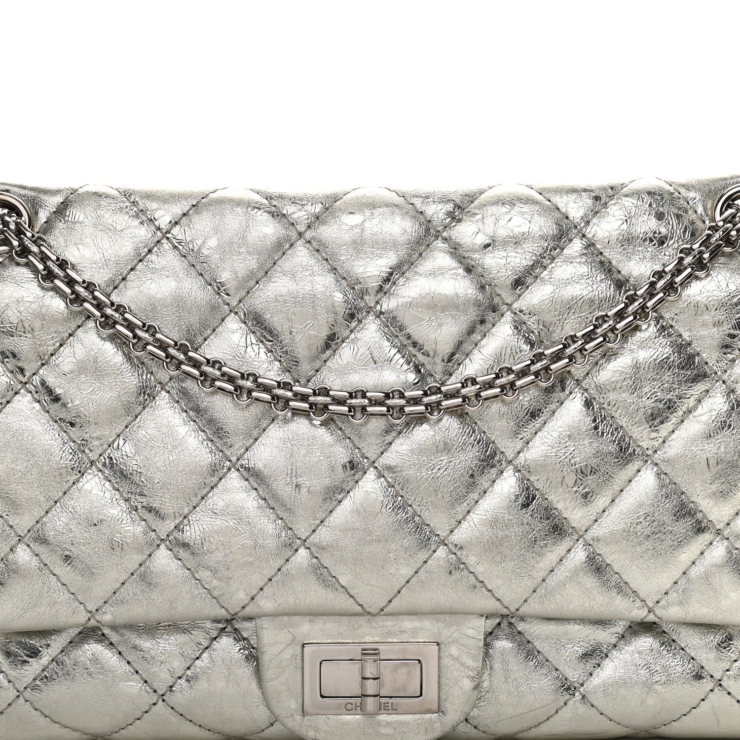 Chanel Metallic Aged Calfskin Quilted 2.55 Reissue 227 Flap Silver 8 of 20