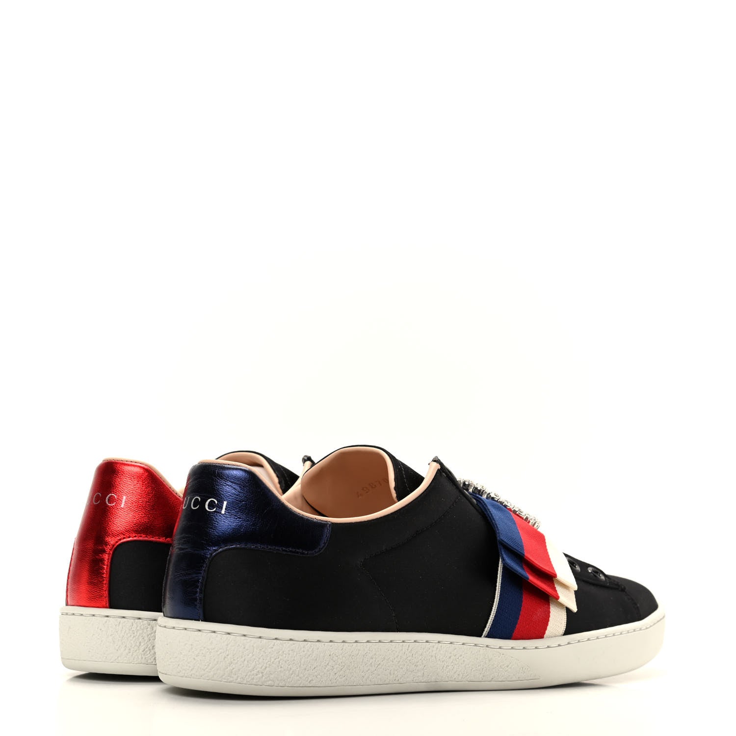 Gucci Canvas Crystal Sylvie Web Womens Ace Sneakers 40 Black 4 of 10