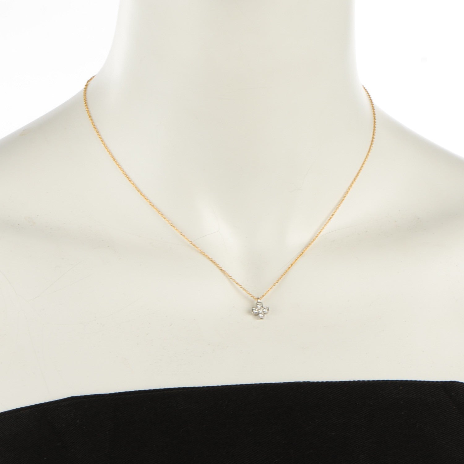Tiffany 18K Yellow Gold Platinum Diamond Cruciform Cross Pendant Necklace 2 of 5