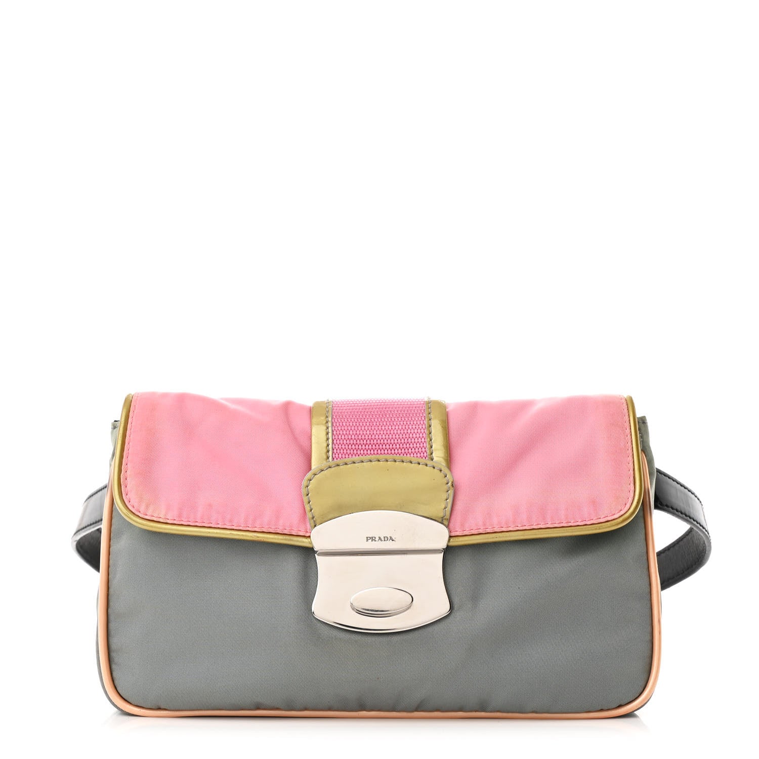 Prada Nylon Vernice Belt Bag Pink Gray 1 of 12
