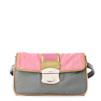 Prada Nylon Vernice Belt Bag Pink Gray 1 of 12