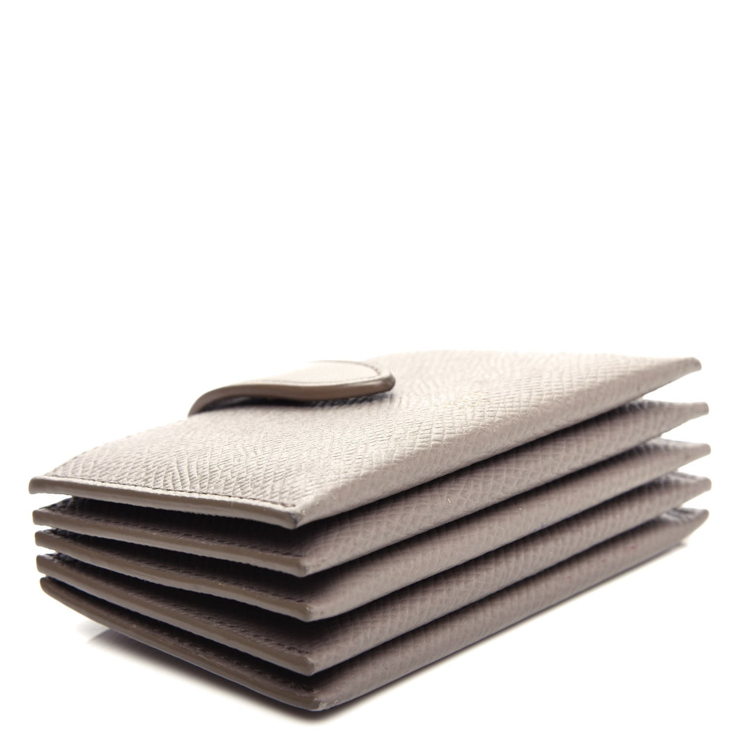Grained Shiny Calfskin Accordion Card Holder Pebble