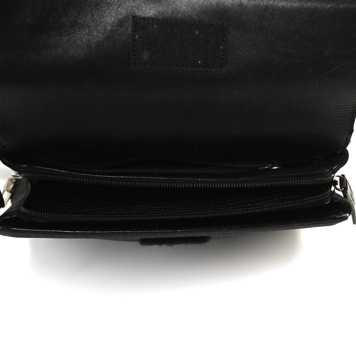 Calfskin Fabric Messenger Bag Black