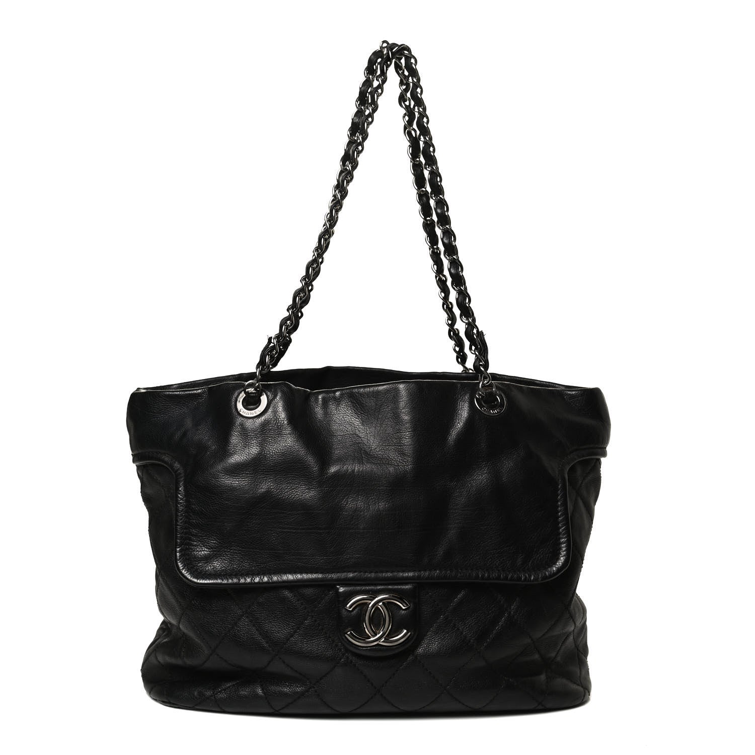 Chanel Calfskin Large Front Flap Tote Black 1 of 11