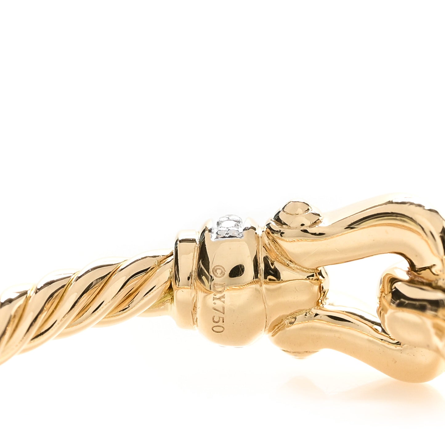 18K Yellow Gold Diamond Petite Buckle Cable Ring 55 7.25