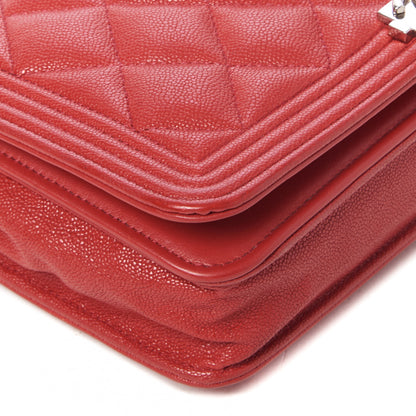 Chanel Caviar Quilted Boy Wallet On Chain WOC Red 5 of 10
