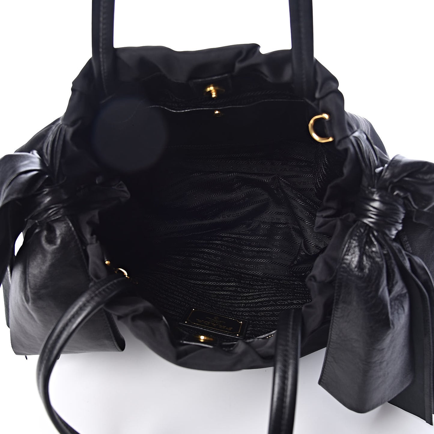Tessuto Nylon Jacquard Logo Bow Bag Black