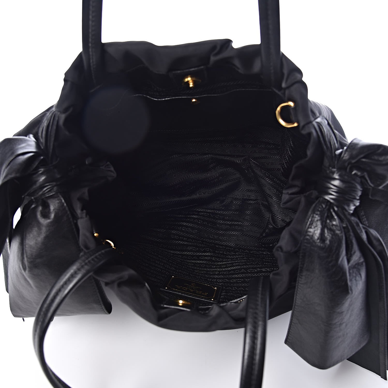 Prada Tessuto Nylon Jacquard Logo Bow Bag Black 5 of 8
