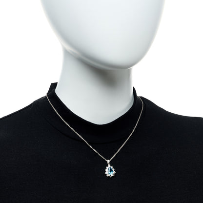Tiffany Platinum Diamond Aquamarine Pear Shaped Pendant Necklace 2 of 5