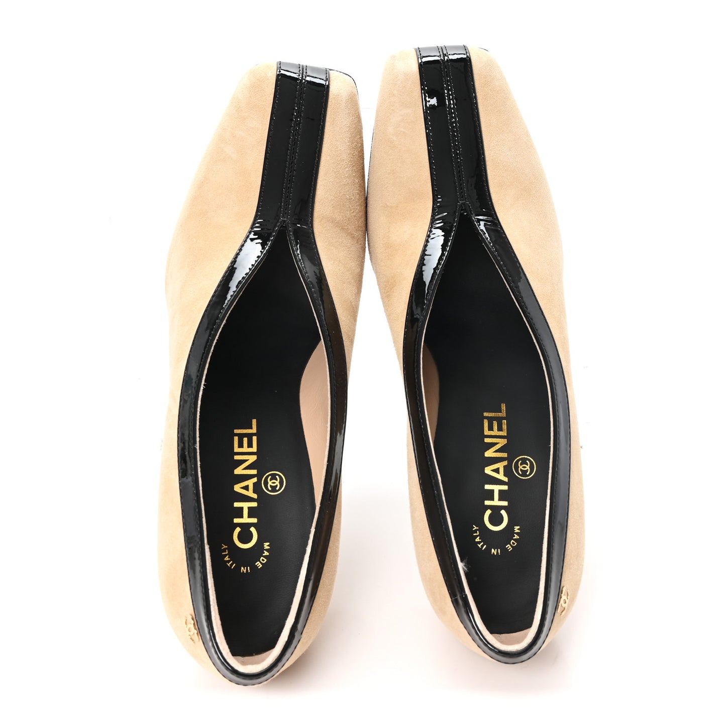 Suede Patent Calfskin Pumps 38.5 Beige Black