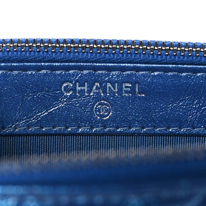 Chanel Iridescent Aged Calfskin Chevron Quilted Small Gabrielle Clutch With Chain Blue 6 of 11