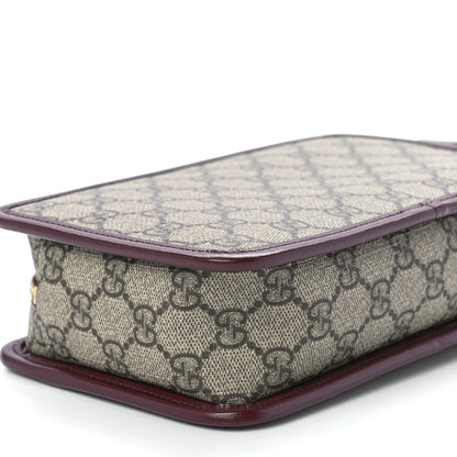 Gucci GG Supreme Monogram Textured Calfskin Retro Interlocking G Travel Pouch Beige Ebony Burgundy 9 of 11