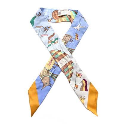 Hermes Silk Les Folies Du Ciel Twilly Bleu Lavande Soleil 1 of 4