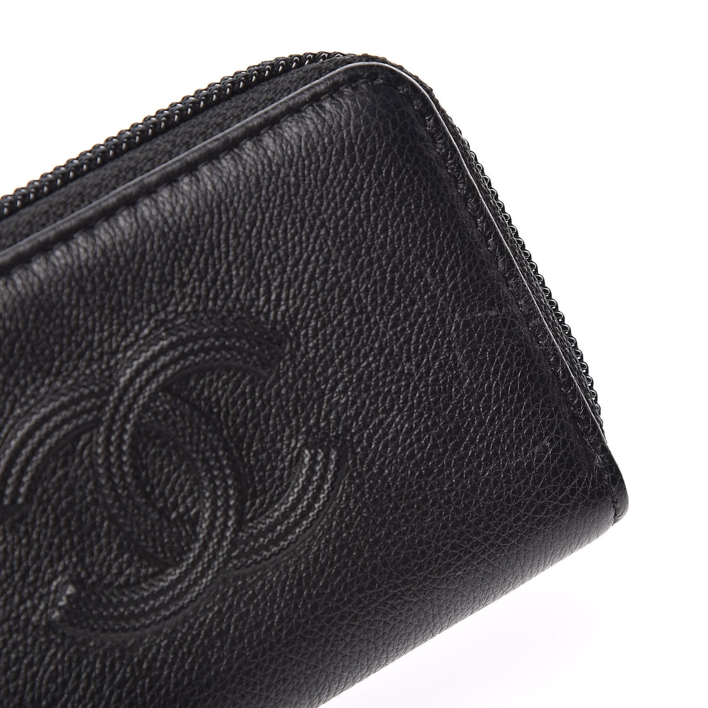 Calfskin Timeless CC Zip Around Coin Purse Black