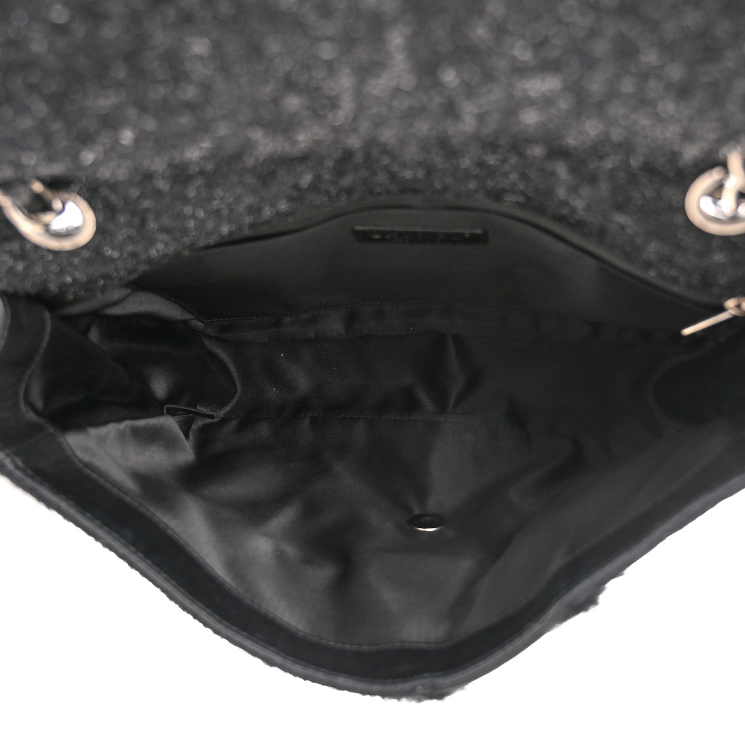 Chanel Tweed Faux Fur Patchwork Jumbo Single Flap Black 5 of 11