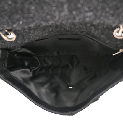 Chanel Tweed Faux Fur Patchwork Jumbo Single Flap Black 5 of 11